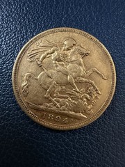 🪙Gold Half Sovereign British 22k Avg Circ Queen Victoria 1894