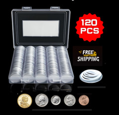 120pcs 30mm Coin Capsules w/Gaskets – Clear Round Plastic Coin Holders & Storage