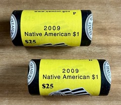 2009-P & D Sacagawea Native American Dollar US Mint Sealed Coin Rolls 3 Sisters