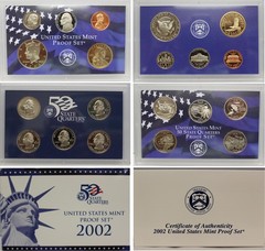 2002 Proof set CN-Clad W/ Kennedy & Sacagawea – (OGP) 10 coins