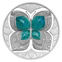 2024 Niue Crystal Butterfly 999 Silver Coin 3D Relief $2 Dollars Czech Mint RARE