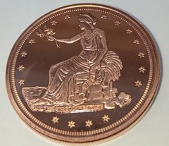 1 oz Copper Round – Seated Liberty Tribute – .999 Fine Copper Bullion