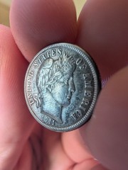 1911 P – USA Barber silver Dime coin – United States 10 cents – XF Scratch