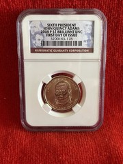 2008-P John Q. Adams Presidential Dollar NgC Uncirculated 1st Day of Issue