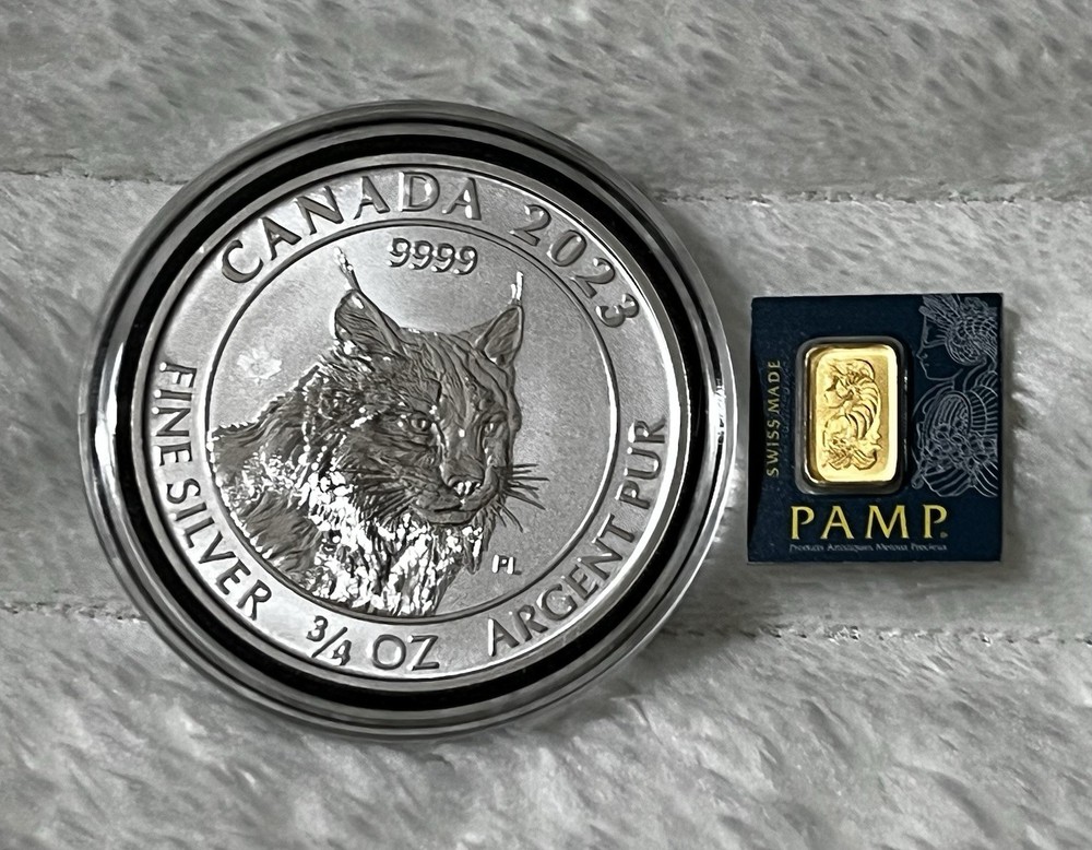 Silver & Gold Lot! PAMP Gold Gram Assay # (D778715) 3/4Oz. Silver Canada Round!