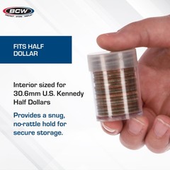 BCW Coin Tubes for Half Dollars – 10ct | Holds Kennedy Half Dollar | Durable Pla