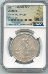 1907-S USA-Philippines Peso Manila Bay Salvage NGC Genuine Silver Coin – JK134