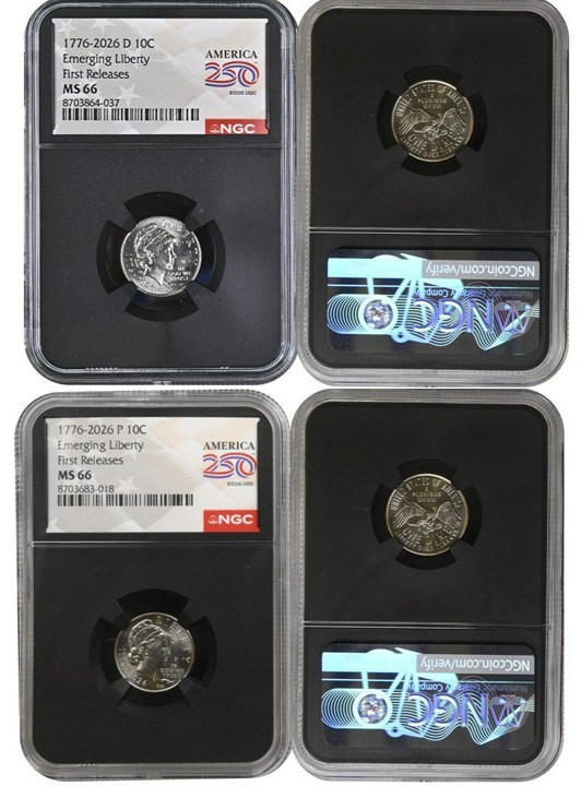 2026 D/P Emerging Liberty 10C Two Coin Set NGC MS66 First Releases #2830B