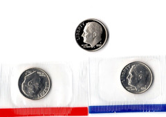 1994 P D S BU and Proof Roosevelt Dime Set -PD in Mint Set Cellos
