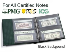 10 Lighthouse Grande Double Side Black Pages For Graded Certified PMG Banknotes