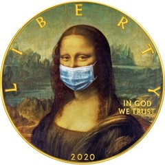 #002 of 135 American Silver Eagle MONA LISA FACE MASK COVID VIRUS 2020 Liberty