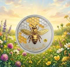 2026 Bee Yourself Silver & Gold Gilded 1 oz Fine Copper Core Collectible Medal