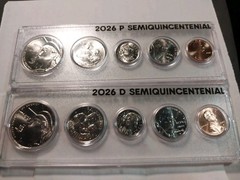 REVOLUTIONARY WAR QUARTERS WITH HALF-NICKEL W/2025 CENT P +D HOLDERS +LABELS