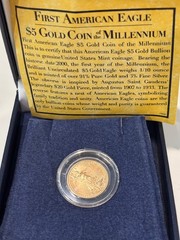 🌟 2000 $5 Gold Millennium American Eagle 1/10 oz BU Coin UNC Vintage Date