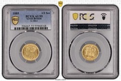 1885 Great Britain Victoria III 1/2 Half Sovereign AU55 Graded By PCGS