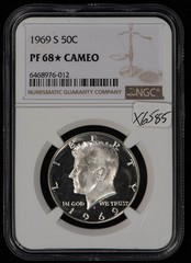 1969-S 50c Silver Kennedy Half Dollar Proof – NGC PF 68* Star Cameo – X6585