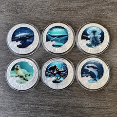 6pcs/set Ocean Depths Animal Silver Plated Medals World Treasure Challenge Coins